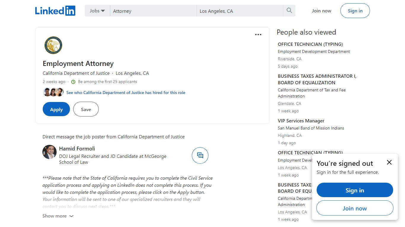 California Department of Justice hiring Employment Attorney in Los ...